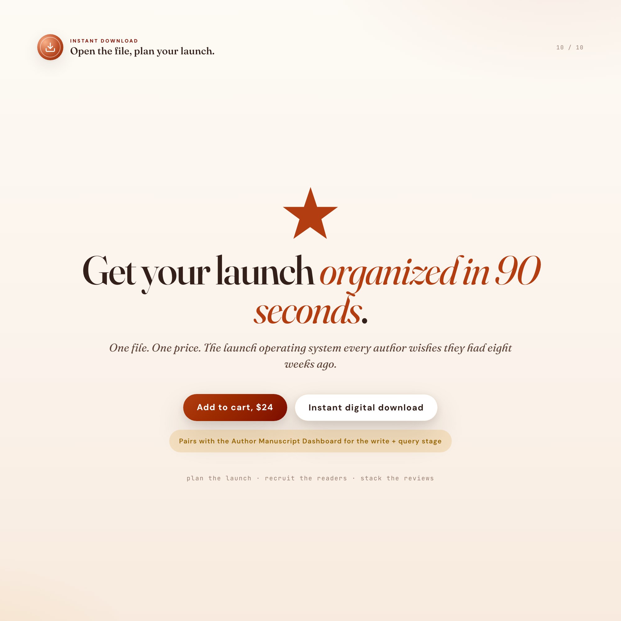Final call to action panel highlighting one file lifetime access and ARC to review conversion tracking, book launch digital planner for self publishing authors