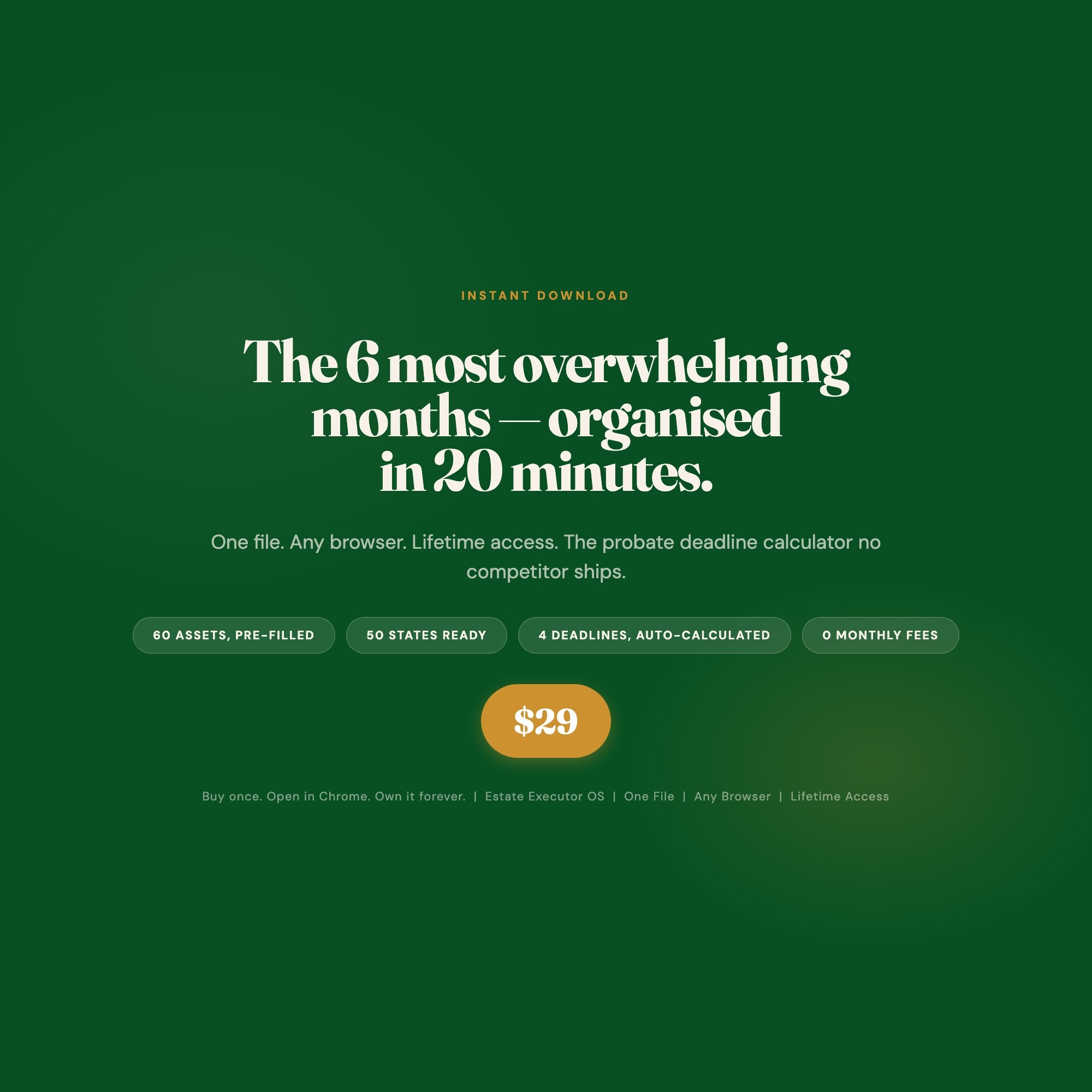 Estate executor OS instant download -- 6 most overwhelming probate months organized in 20 minutes, $29