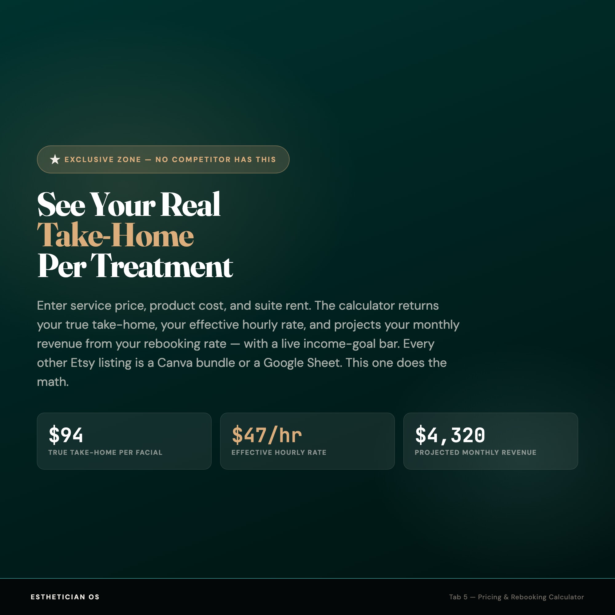 Esthetician OS, Skincare & Lash Client Book, Appointment & Retail Tracker, Treatment Pricing & Rebooking Calculator — image 4