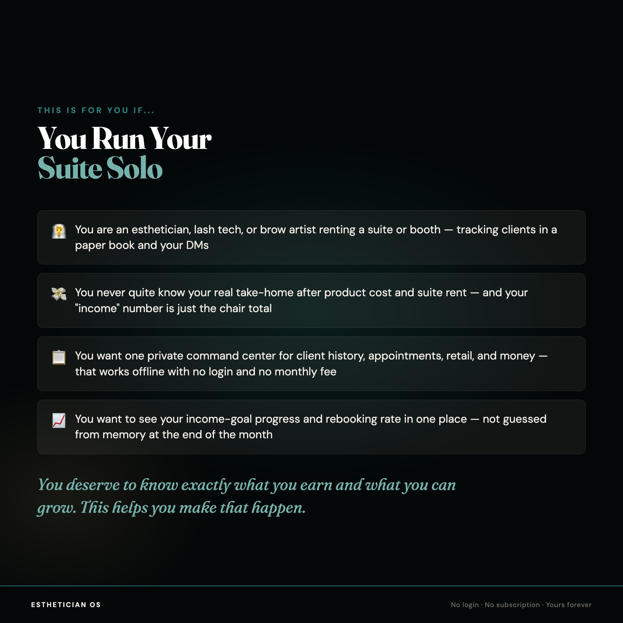 Esthetician OS, Skincare & Lash Client Book, Appointment & Retail Tracker, Treatment Pricing & Rebooking Calculator — image 8
