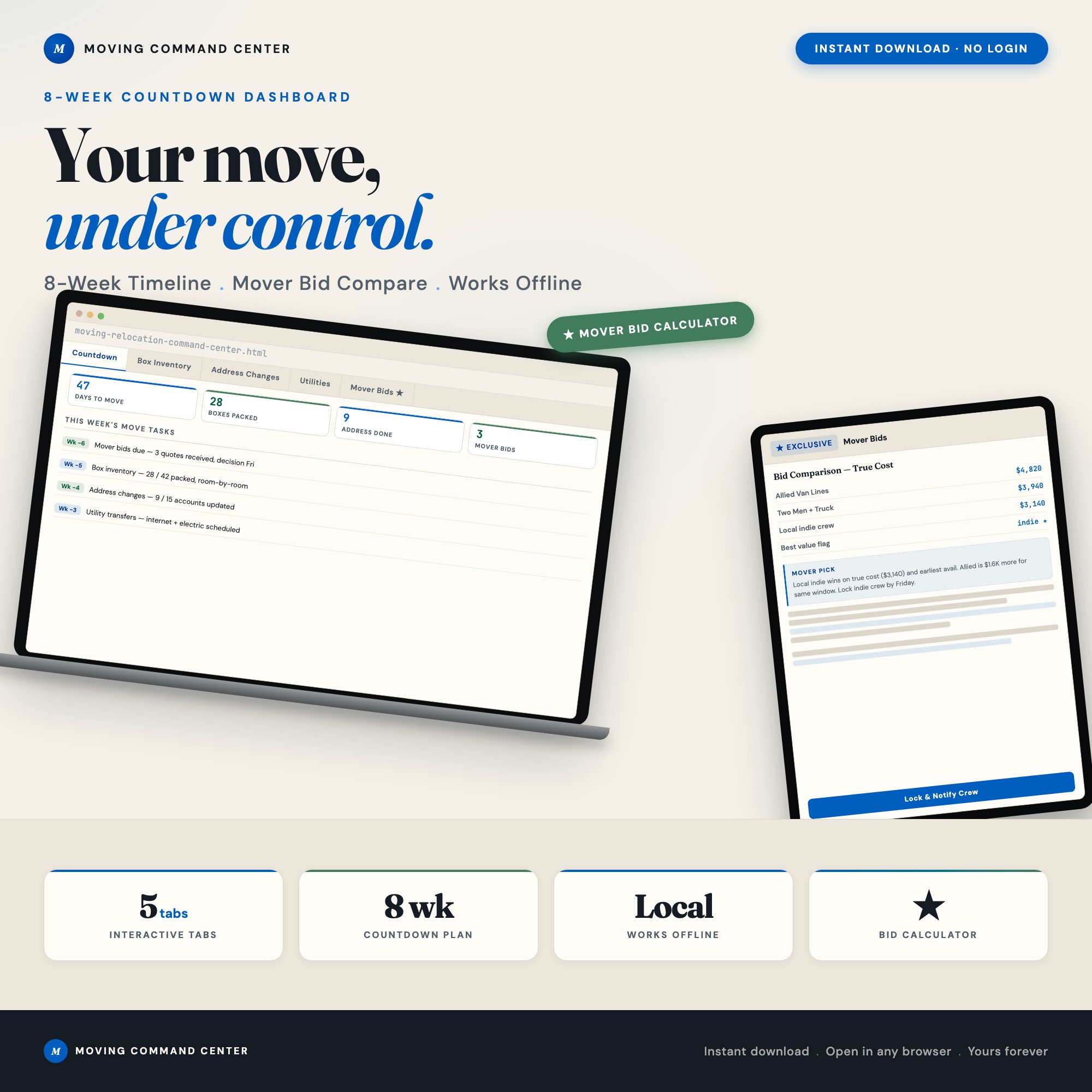 Moving Relocation Command Center: Interactive 8-Week Coun…