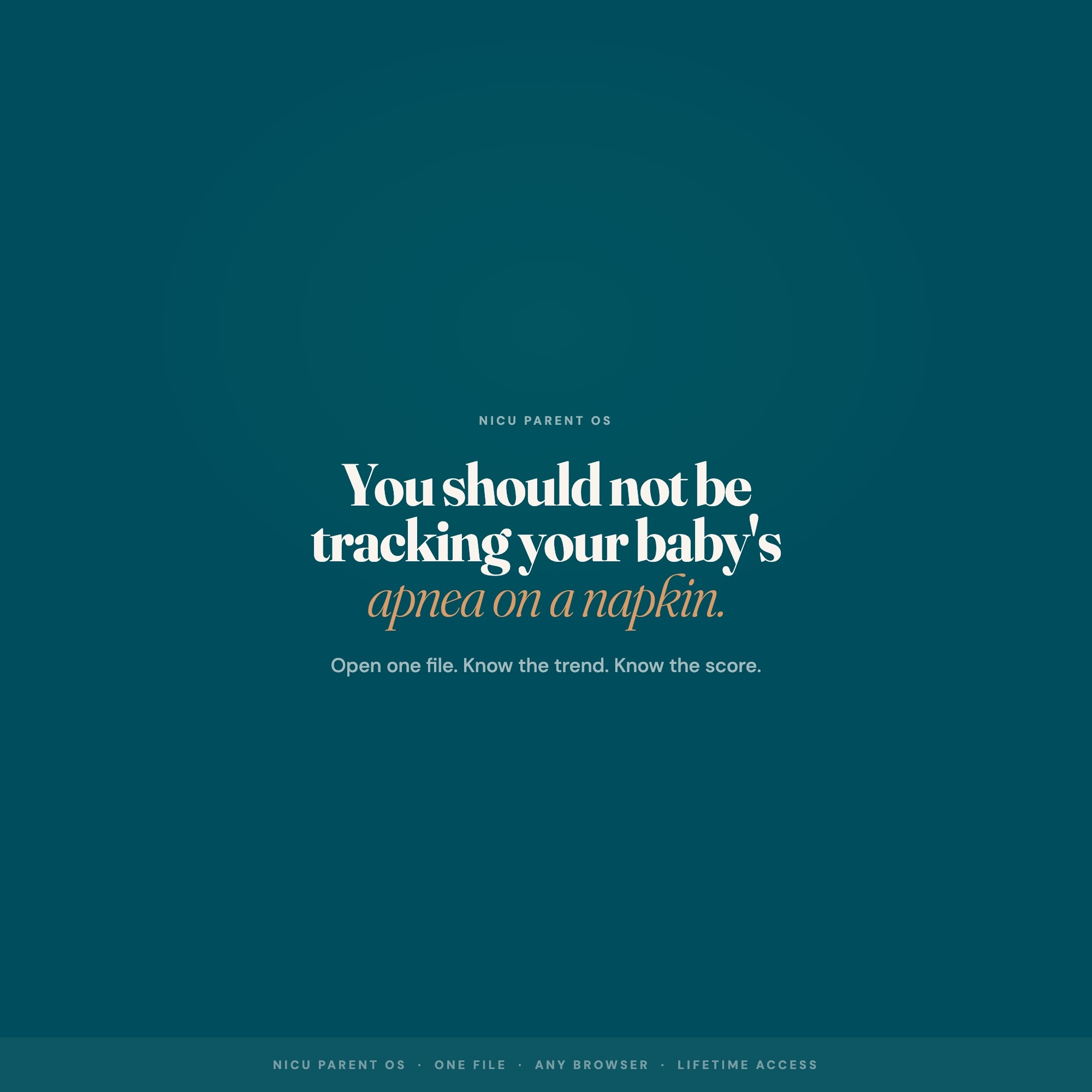 NICU parent journal quote panel, apnea tracking dashboard for preemie families, daily log on tablet