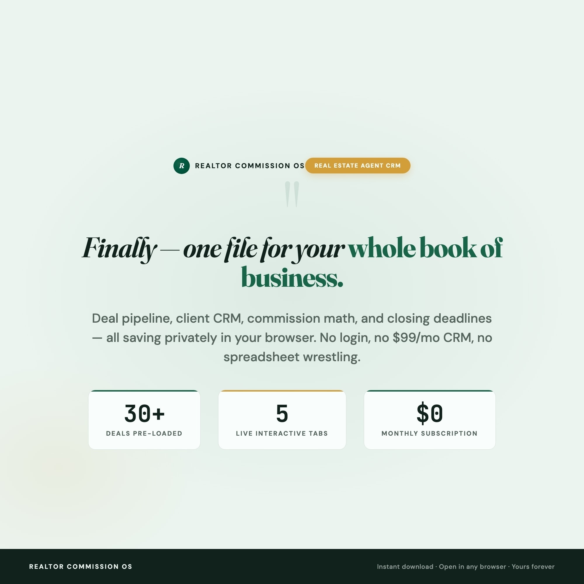 Realtor Commission OS, Real Estate Agent Dashboard, Deal Pipeline, Client CRM, Closing Timeline, Commission & GCI Calculator — image 2