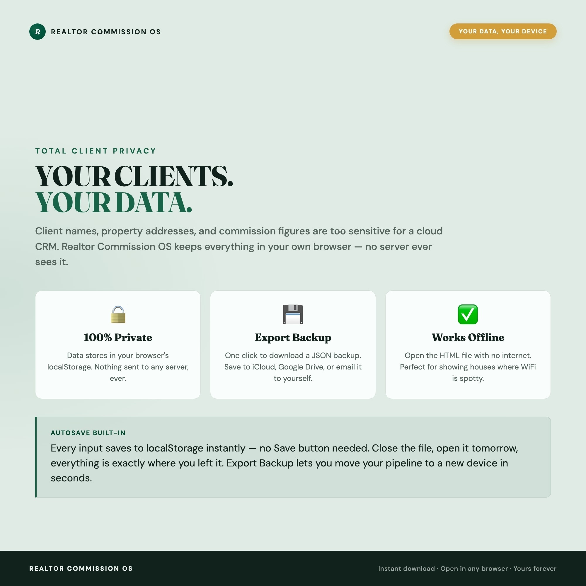 Realtor Commission OS, Real Estate Agent Dashboard, Deal Pipeline, Client CRM, Closing Timeline, Commission & GCI Calculator — image 6