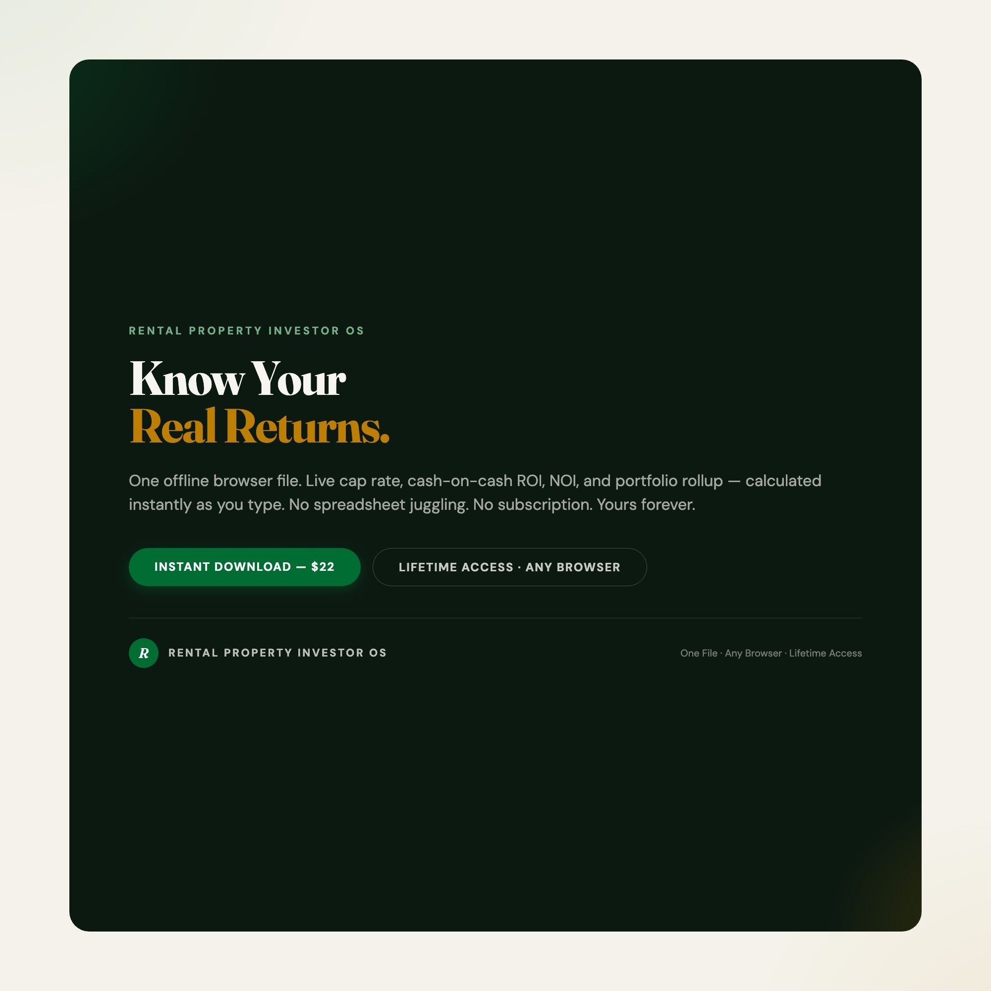 Rental Property Investor OS, Interactive Landlord Dashboard, Cash Flow Tracker, Cap Rate Calculator, Portfolio ROI — image 10