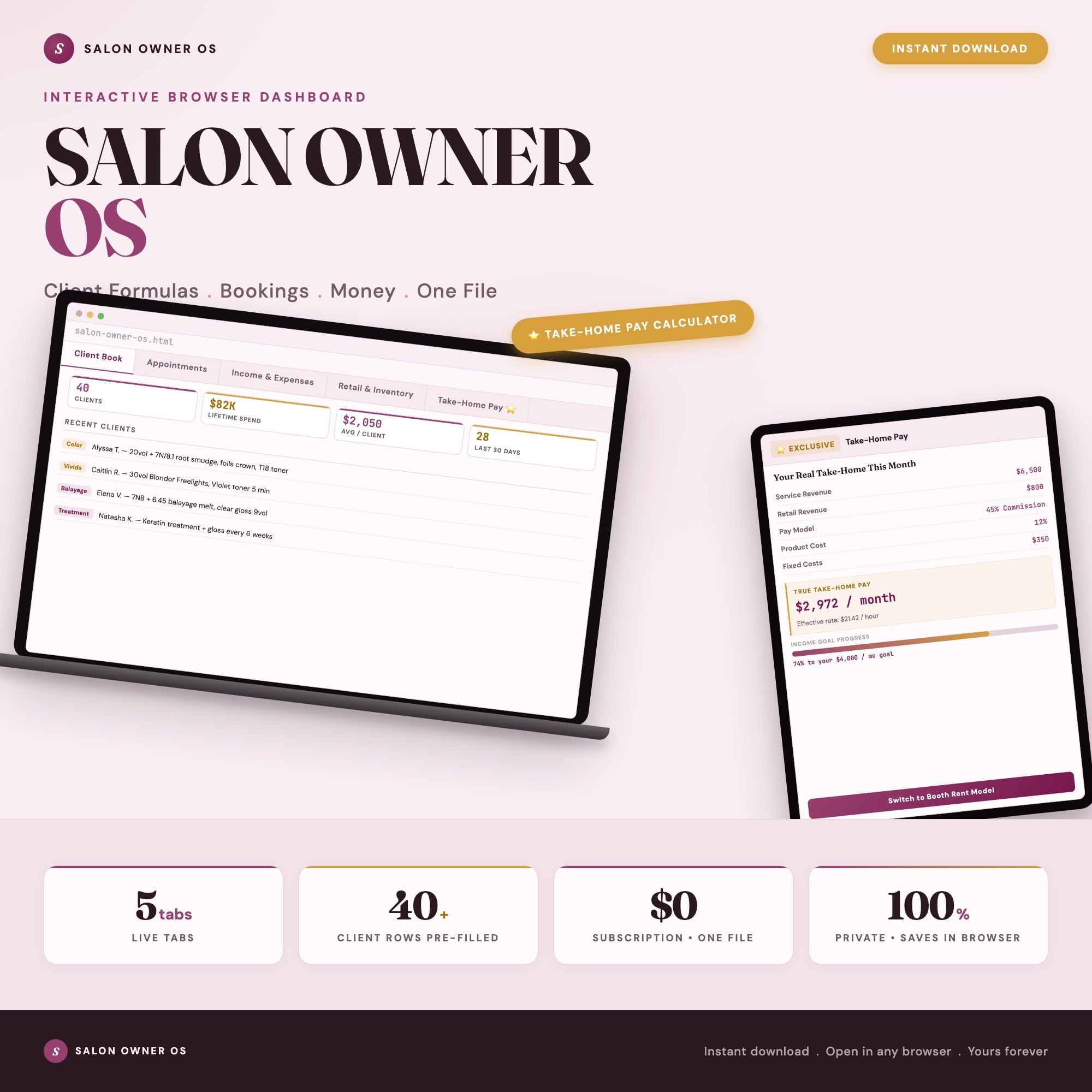 Salon Owner OS, Interactive Salon Business Planner, Hair …