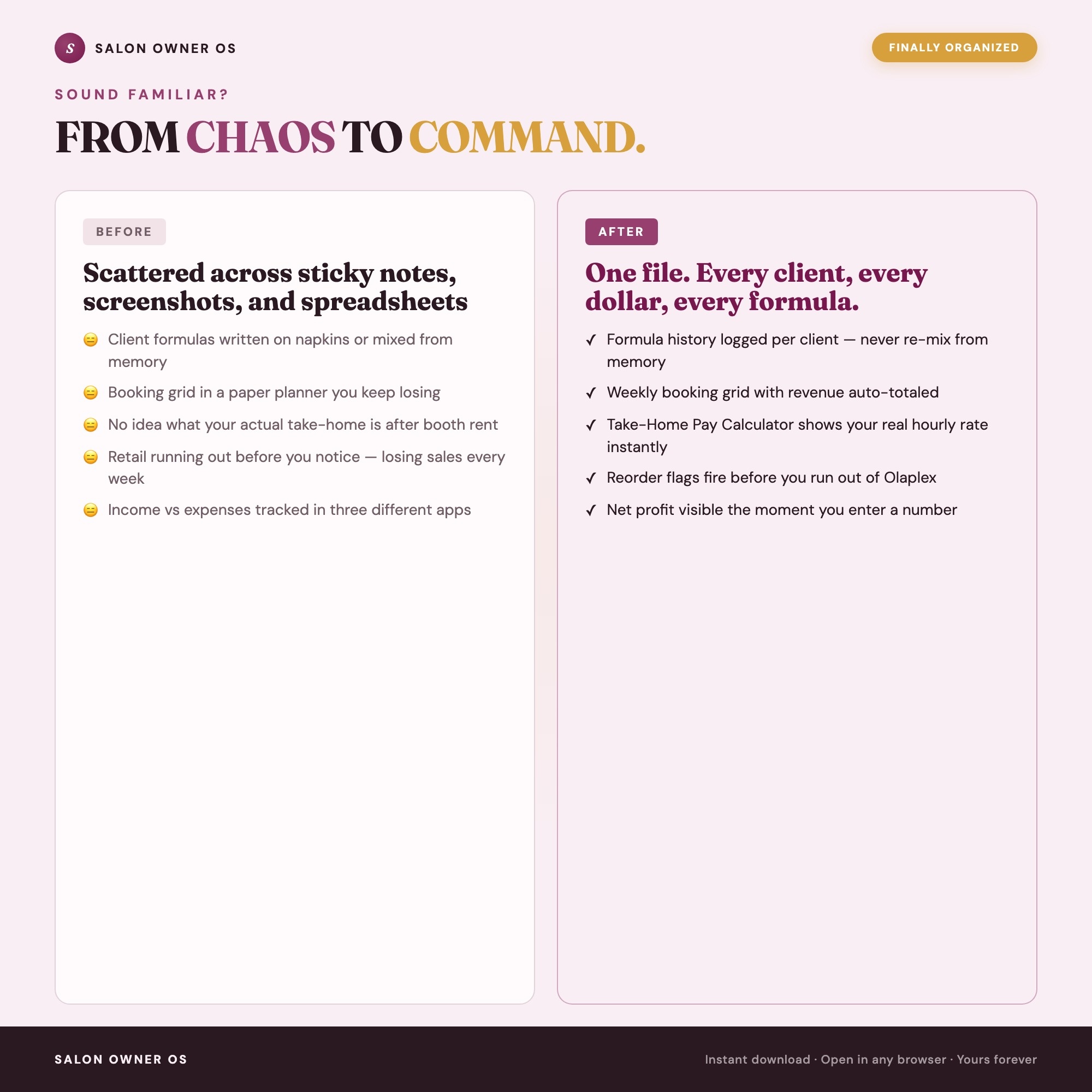 Salon Owner OS, Interactive Salon Business Planner, Hair Salon Bookkeeping, Client Formula Book, Income Tracker, Take-Home Pay Calculator — image 7