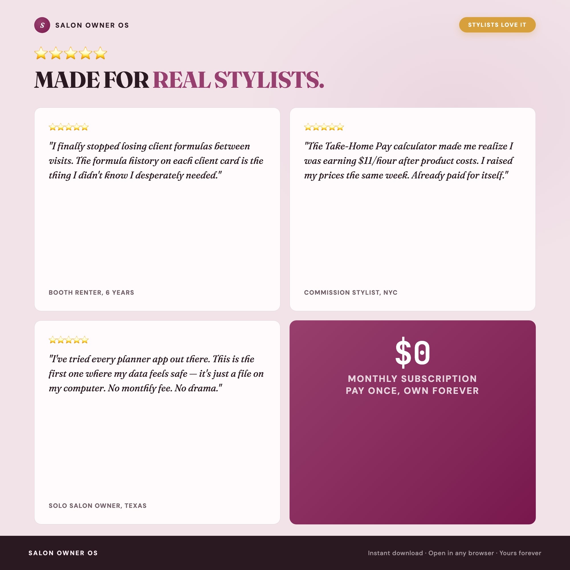 Salon Owner OS, Interactive Salon Business Planner, Hair Salon Bookkeeping, Client Formula Book, Income Tracker, Take-Home Pay Calculator — image 9