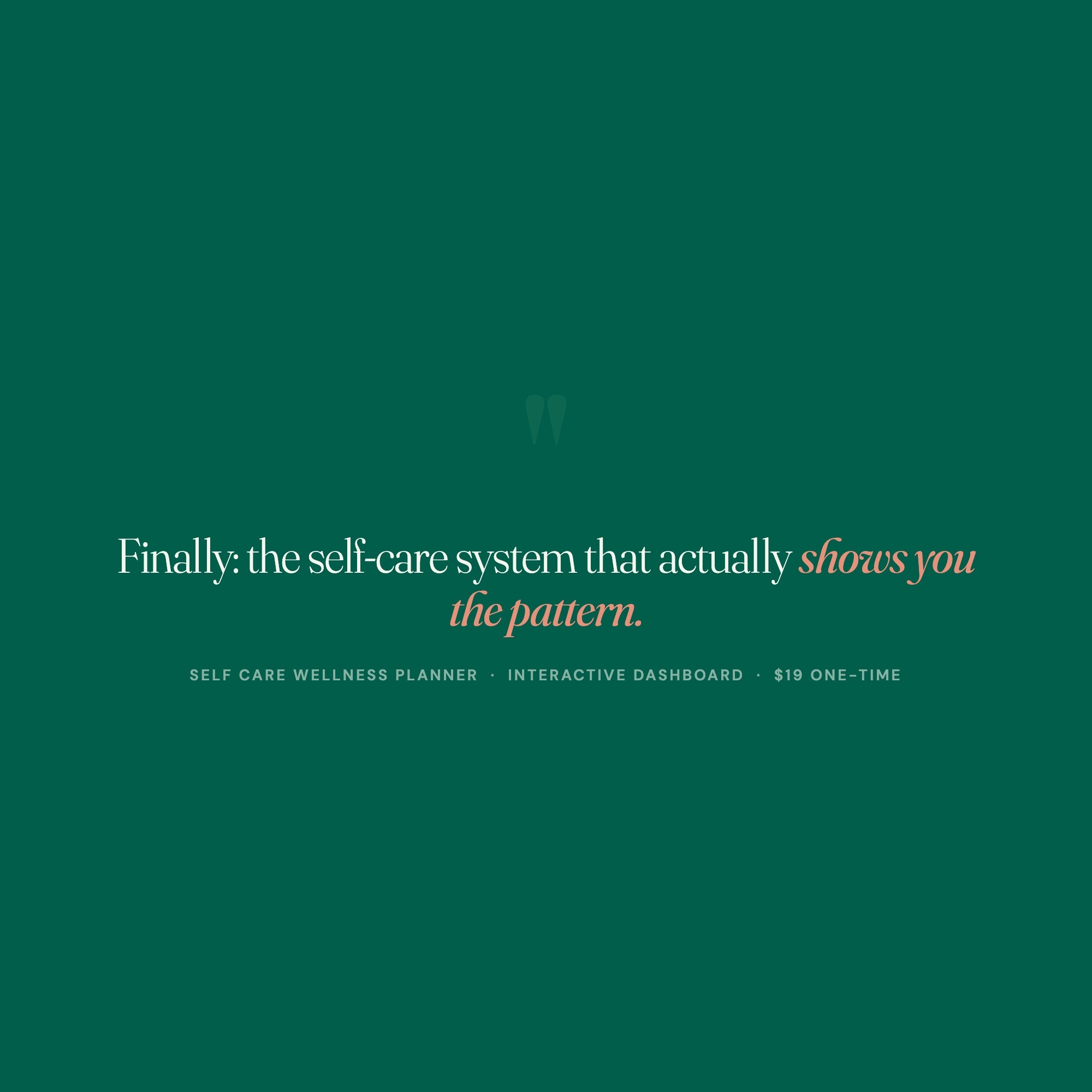 Self care planner pull quote Finally the system that shows you the pattern one file no app