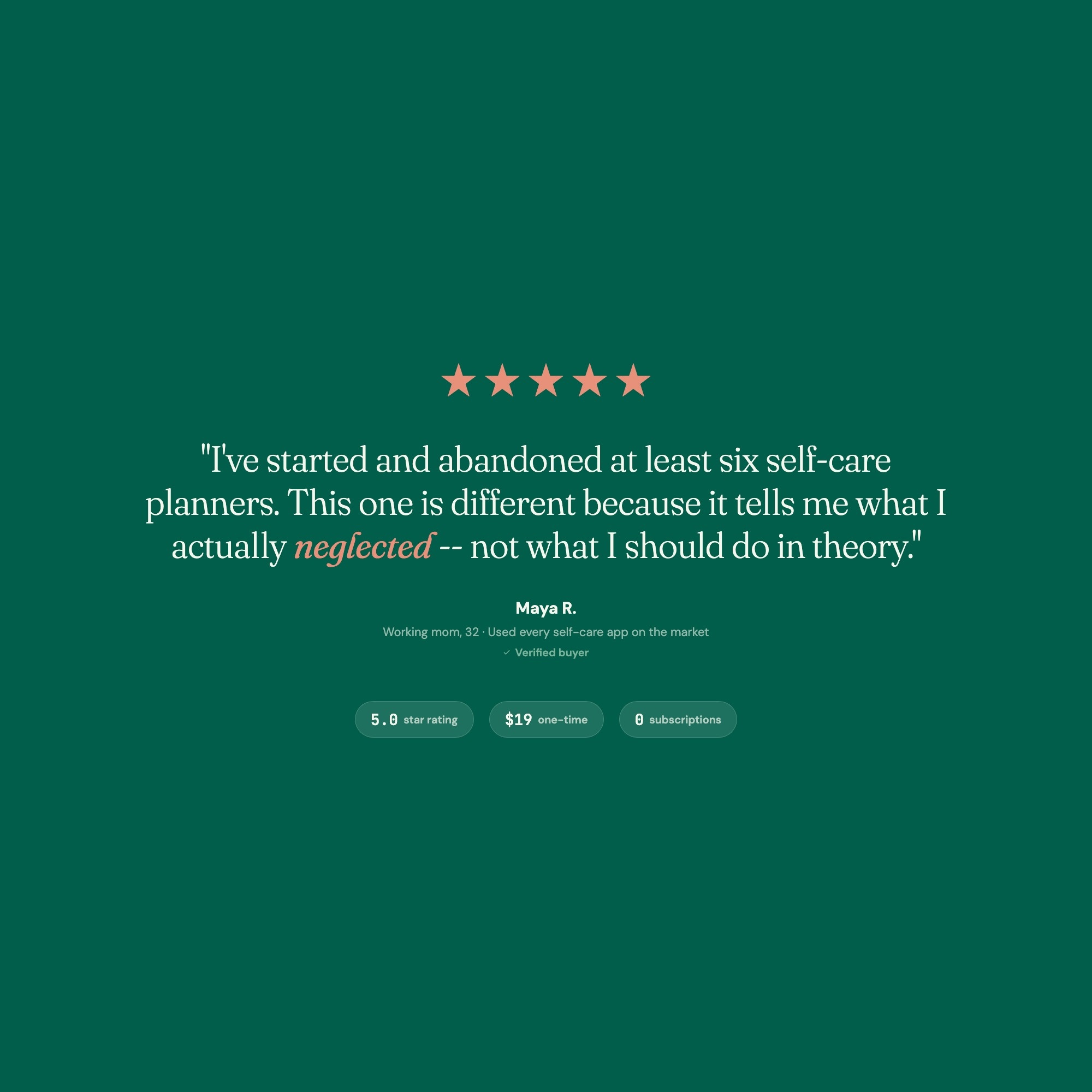 Self care planner five star review abandoned six planners this one shows what I neglected