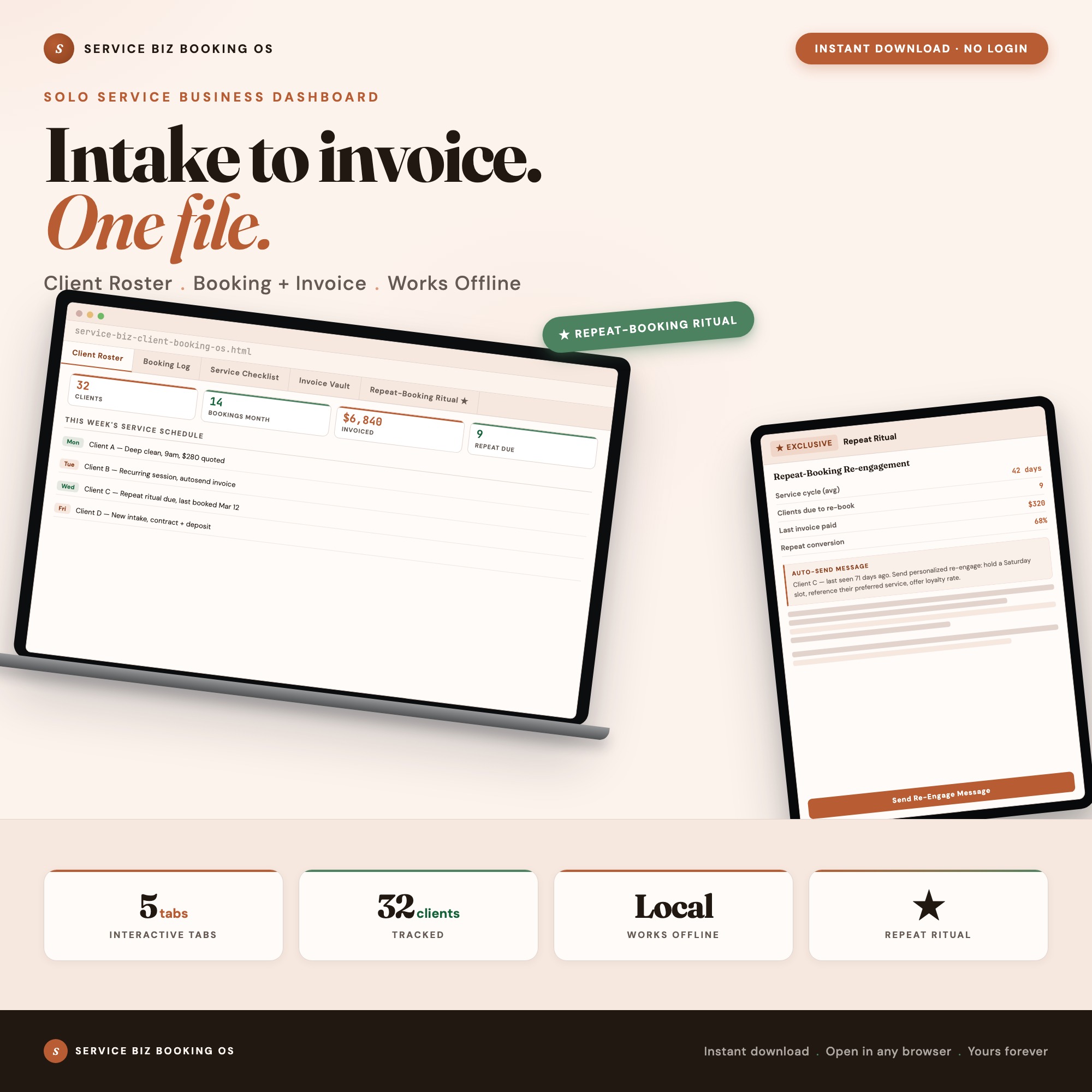 Service Business Client Booking Dashboard