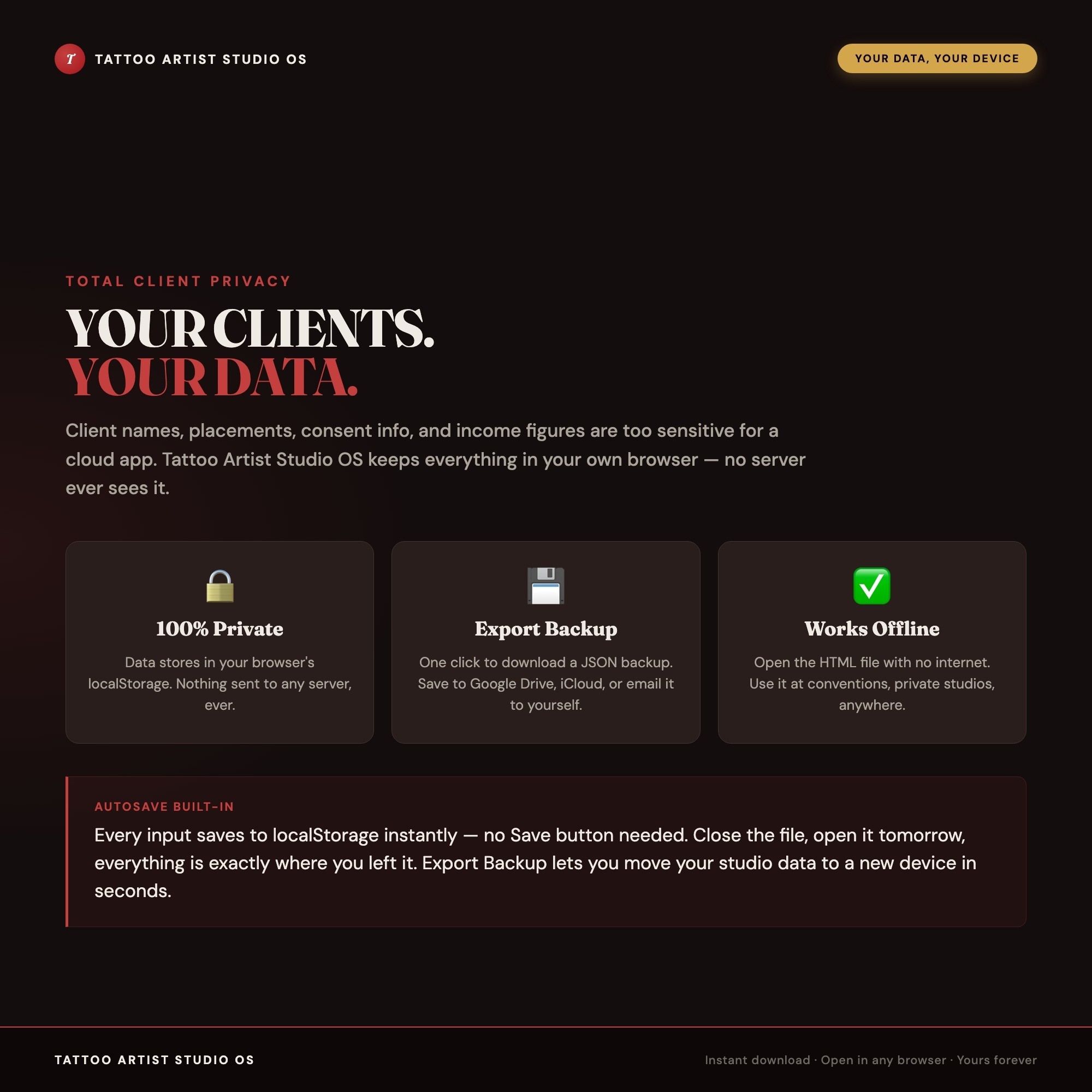 Tattoo Artist Studio OS, Client Book, Appointment & Deposit Tracker, Flash Design Library, Pricing & Take-Home Calculator — image 6