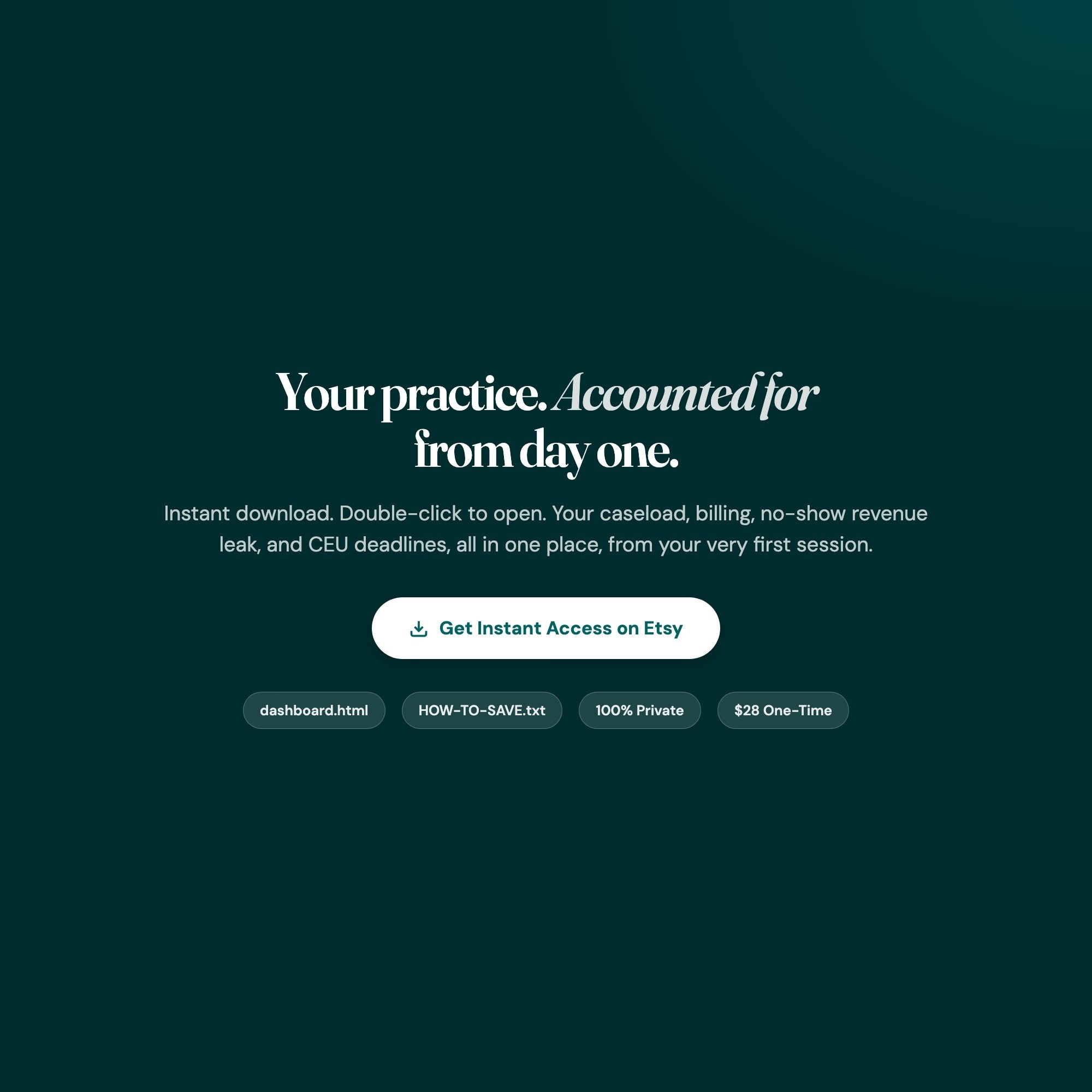Final call to action: therapist private practice dashboard instant download