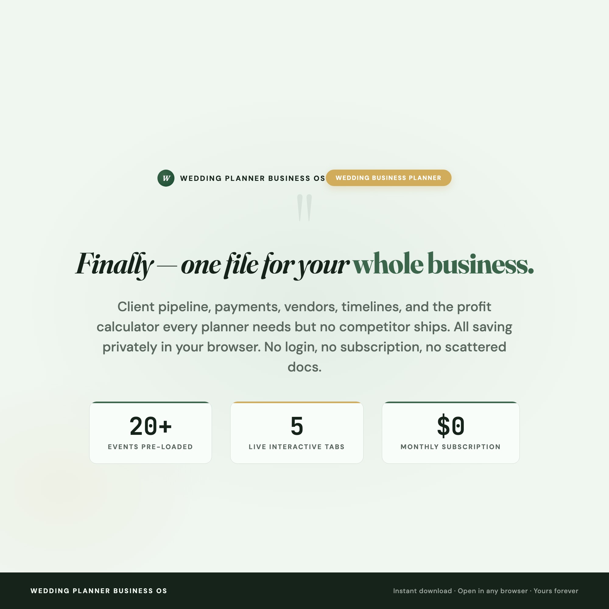 Wedding Planner Business OS, Event Planner Dashboard, Client Pipeline, Payment Schedule, Vendor CRM, Profit-Per-Event Calculator — image 2